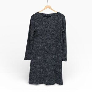 Chaps Long Sleeve Ribbed Midi Sweater Dress Black Size Large